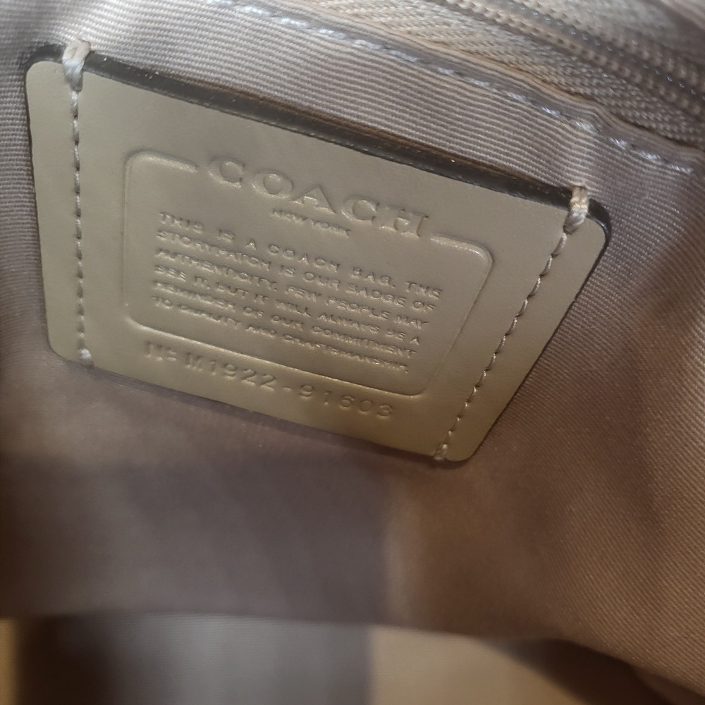 Coach Cream Pebbled Leather Satchel with Tan Floral Print - Picture 6 of 7